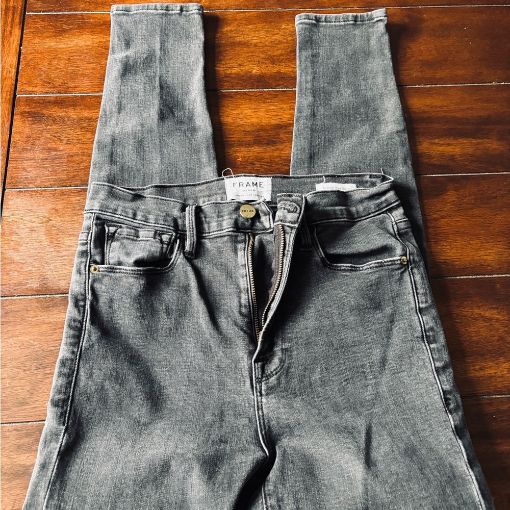 Frame Denim High-Rise Gray Women's Skinny Jeans